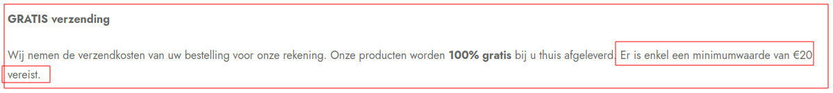 Overal staat 100% gratis verzending maar lees goed!