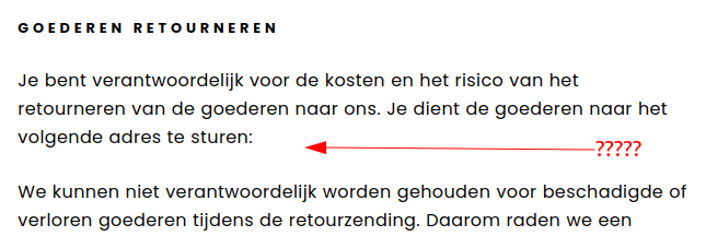 Opzettelijk weglaten retoursadres!