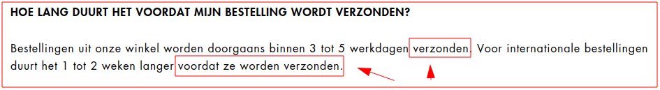 Vaag wanneer verzonden 