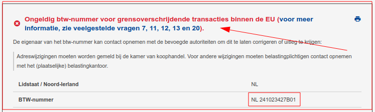 Controle van btw nummer