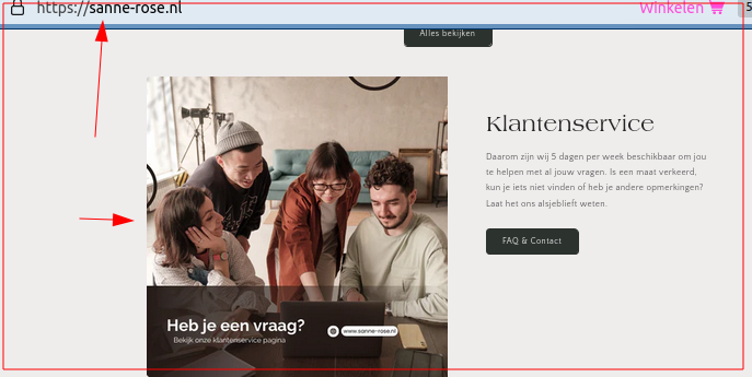 Klantenservice volgens de webshop.