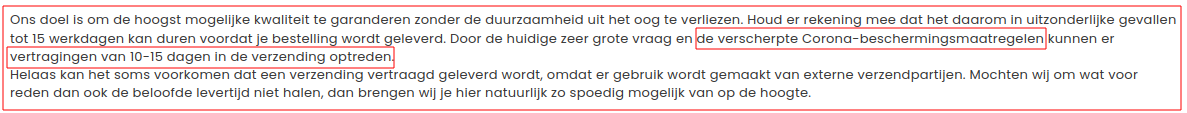 Zeer rommelige aflevertijden