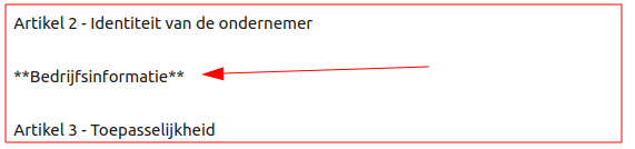 GEEN bedrijfsgegevens!
