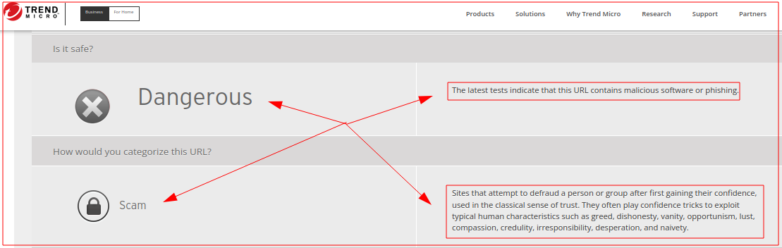 TrendMicro (erg goede virus / mallware scanner voor webshops / websites) melding!