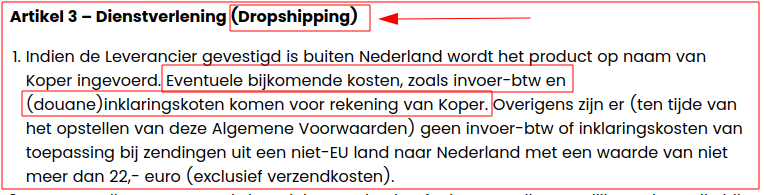 Duidelijk dropshipping