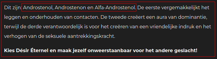 Ingredienten volgens opgave webshop.