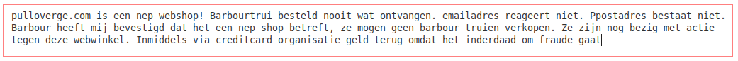 De uitgebreide melding die wij ontvingen.