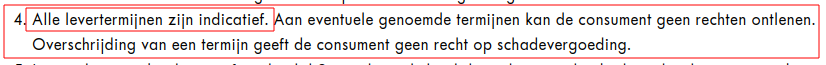 En dan GEEN aflevertijden geven!