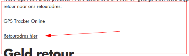 Link niet aanwezig dus retoursadres???