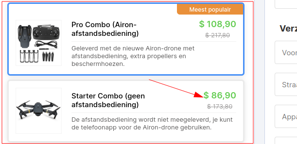 De, op deze webshop, aangeboden drone.