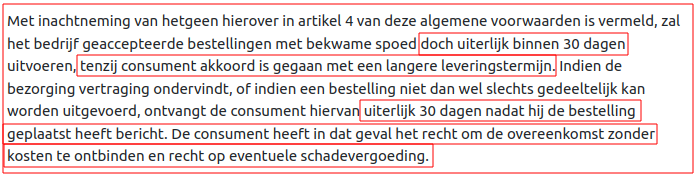 Dat is strijdig met algemene voorwaarden.