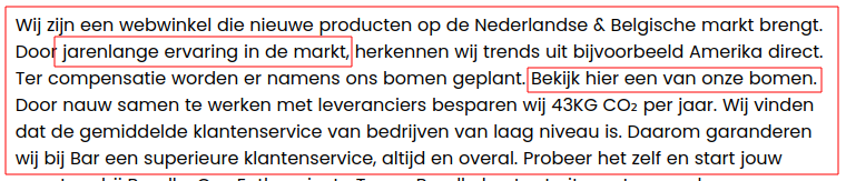 Greenwashing en de "bekijk hier" link niet aanwezig!