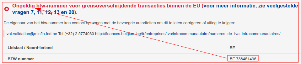 Het BTW nummer is dus fout/ vervallen of FAKE!