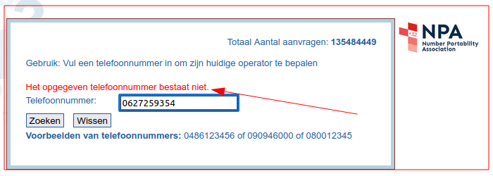 Mobiel nummer lijkt niet te bestaan!
