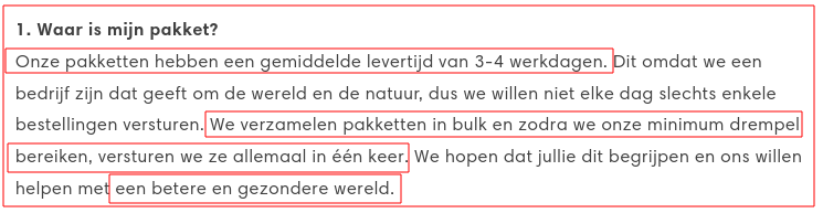 De FAQ is in strijd met de leveringsvoorwaarden!