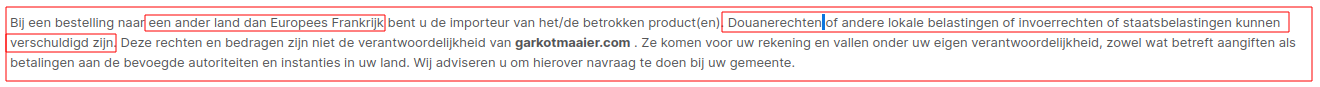 Invoerrechten buiten Frankrijk? Maar Frankrijk is toch EU?