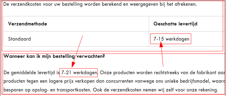 Aflevertijden!