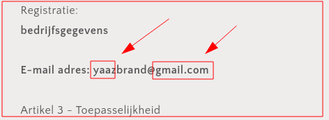 Gmail adres en verwijzing(en) naar yaaz.nl