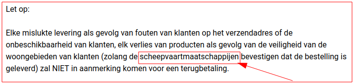 Kennelijk worden de producten per schip aangevoerd?