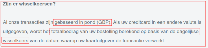 Dit levert u extra kosten op (wisselkoersen)!