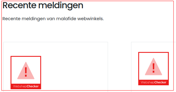 Actuele waarschuwingen ontbreken ook op de namaak site