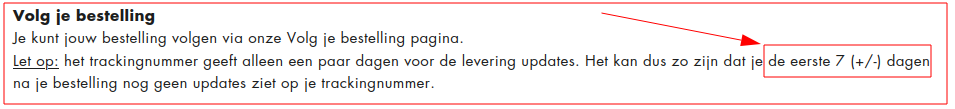 Dus alleen vlak voor bezorging (of daarna?)