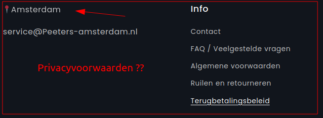 NIET Amsterdam en GEEN privacybeleid!