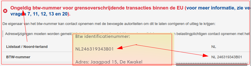Vals / FAKE / ongeldig BTW nummer!