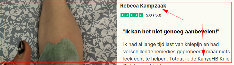 Bij elk product zien we Rebecca.