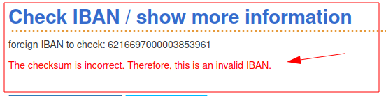 Bij controle blijkt IBAN onjuist / fake!