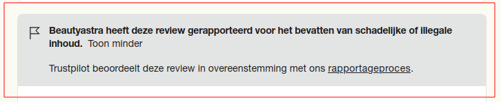 Op 1 na alle negatieve reviews laten verwijderen!