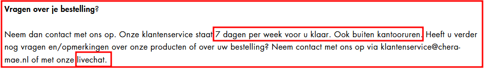 Dat is NIET 24/7 en livechat NIET gevonden!