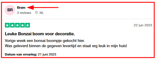 Slechts 1 review waardoor we deze shop vonden.