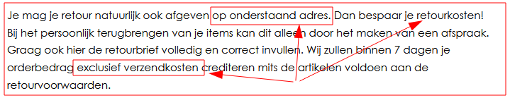 Breng terug naar ??? en betaal nog verzendkosten?