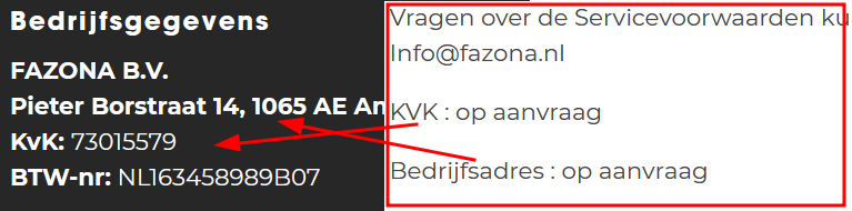 Voorwaarden kloppen niet met getoond gegevens?