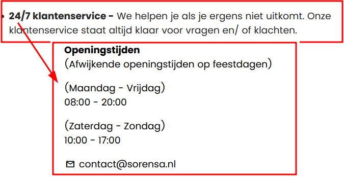 Misleiding: Dat is GEEN 24/7 klantenservice!