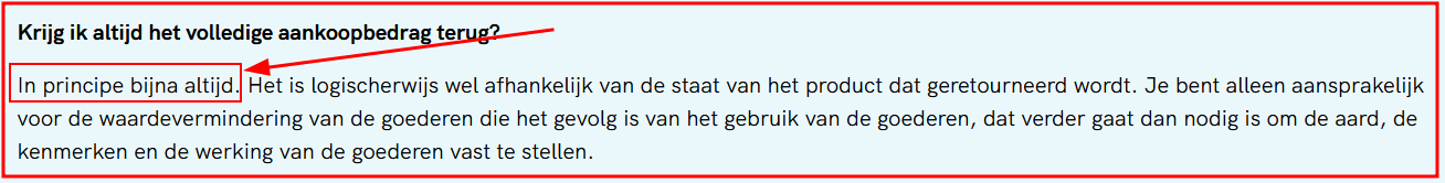 Hier staat dan feitelijk NEE!