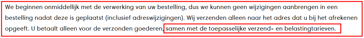 Dus toch verzendkosten 