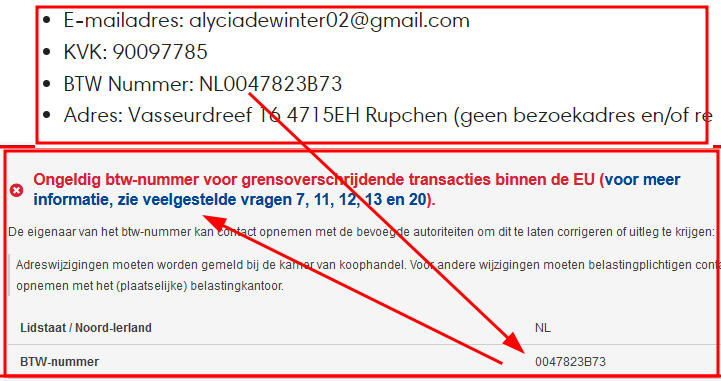 BTW nummer is vals / fake!