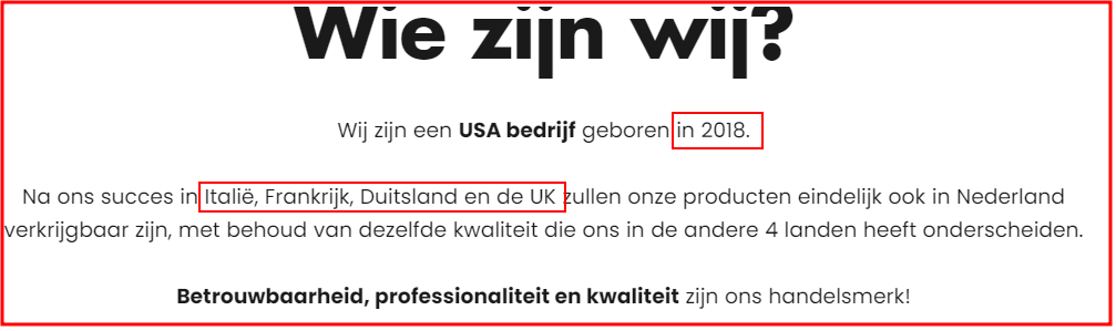 NIET sinds 2018 (2023) en NIET gevonden in genoemde landen!