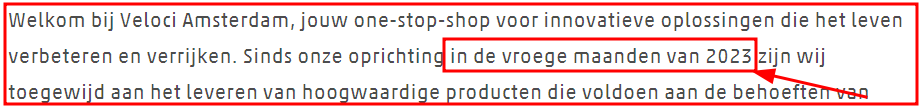 Misleiding. Bedrijf opgericht eind 2023, webshop van februari 2024!